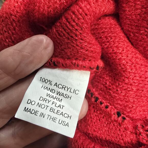 R.Sole NWT Black and Red Striped Beanie with Pom - Picture 3 of 3